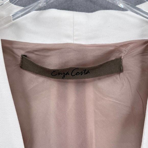 ENZA COSTA Twill Belted Jacket Womens Small Off White Linen Blazer Wrap NEW - Picture 13 of 16